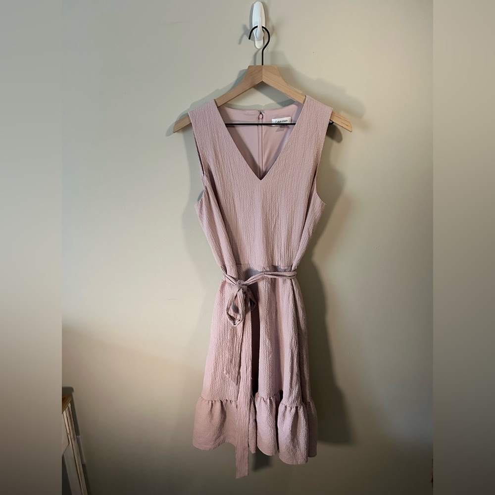 blush pink calvin klein dress
